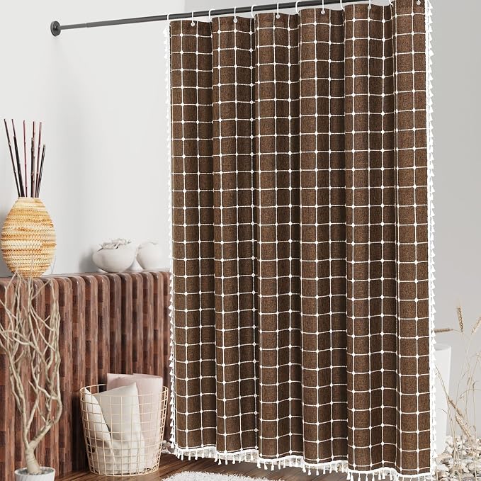 MitoVilla Brown Boho Shower Curtains - Image 2