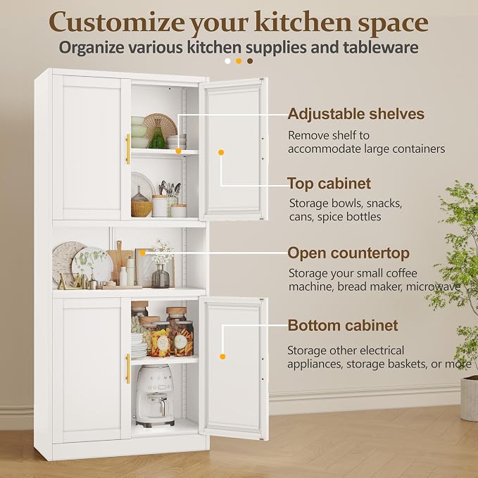 61.02" Tall Bathroom Storage Cabinet, Kitchen Pantry Storage Cabinet - Image 4