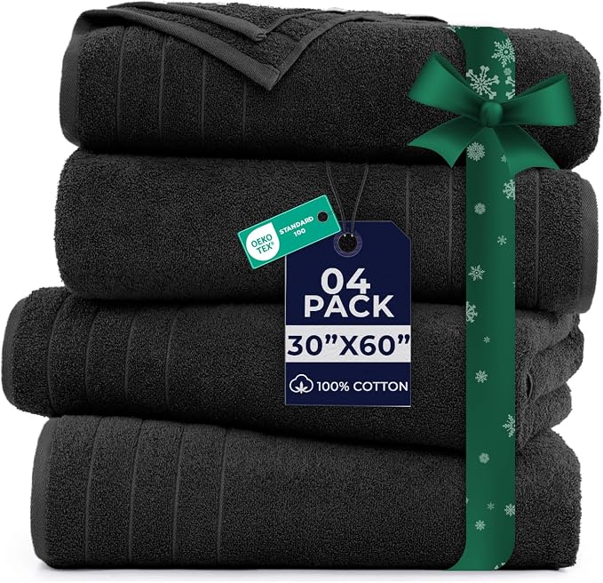DAN River Extra Large Bath Towels Set of 4, 30 x 60 Inches by DanRiver