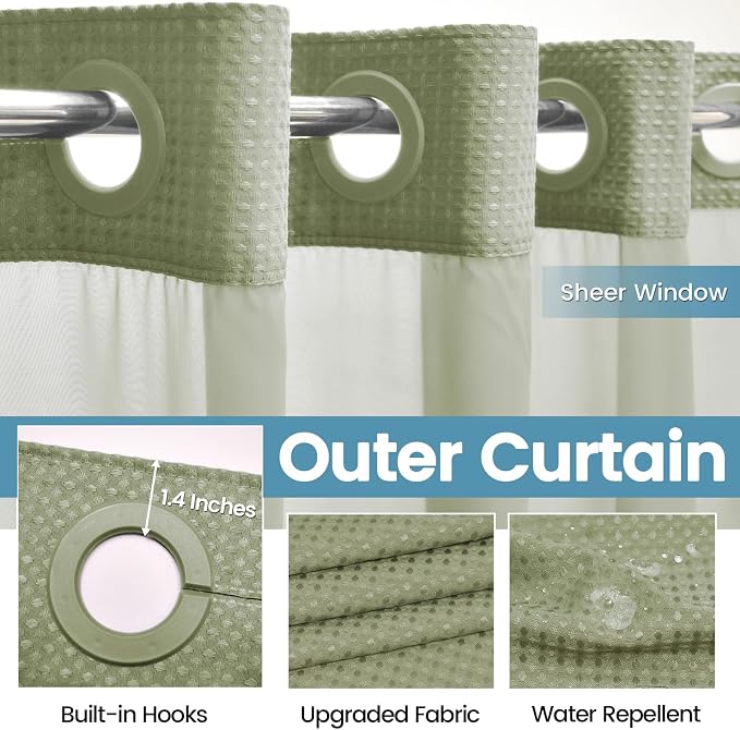 Sage Green Hotel Shower Curtain - Image 5