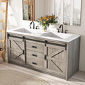 60" Farmhouse Bathroom Double Vanity Sliding Barn Door by LUXOAKAddMoreStyletoHome