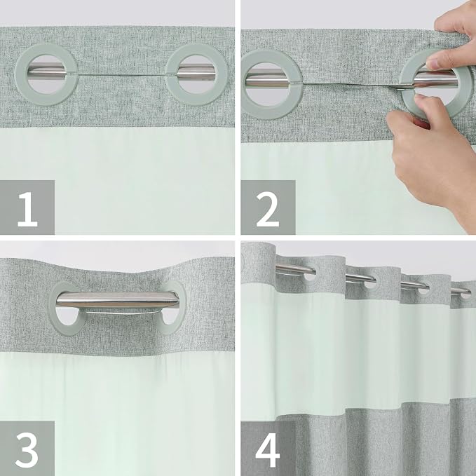 Stall No Hooks Needed Linen Textured Shower Curtain - Image 5