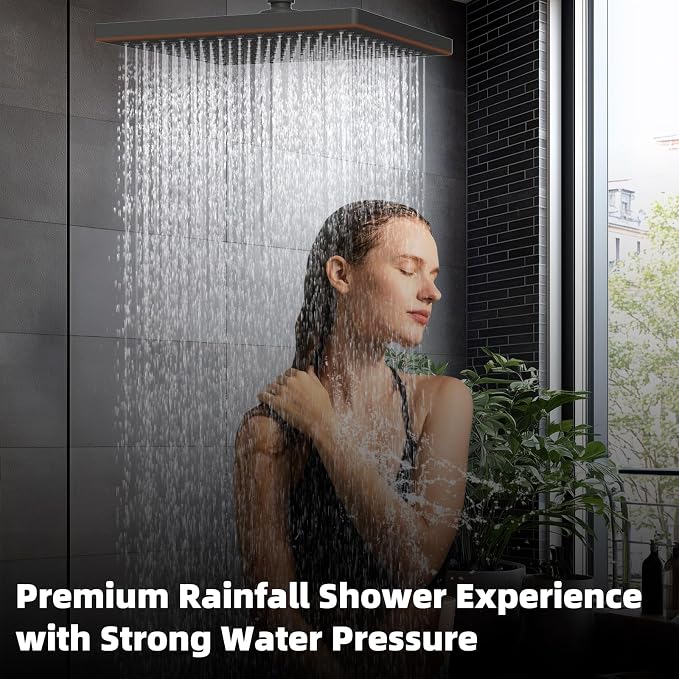 Hibbent Thickness Metal Rain Shower Head, 12 Inch High Pressure Shower Heads - Image 7