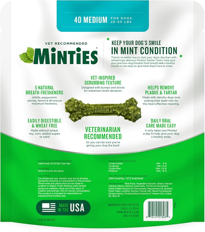 Minties Dental Chews for Dogs, Vet-Recommended Mint-Flavored Dental Dog Treats - Image 9