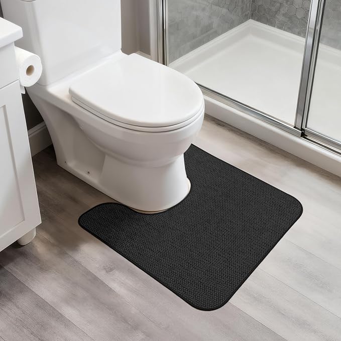 Toilet Rugs U Shaped Bathroom Rug, Machine Washable Non Slip Quick Dry Super by BosapDirect