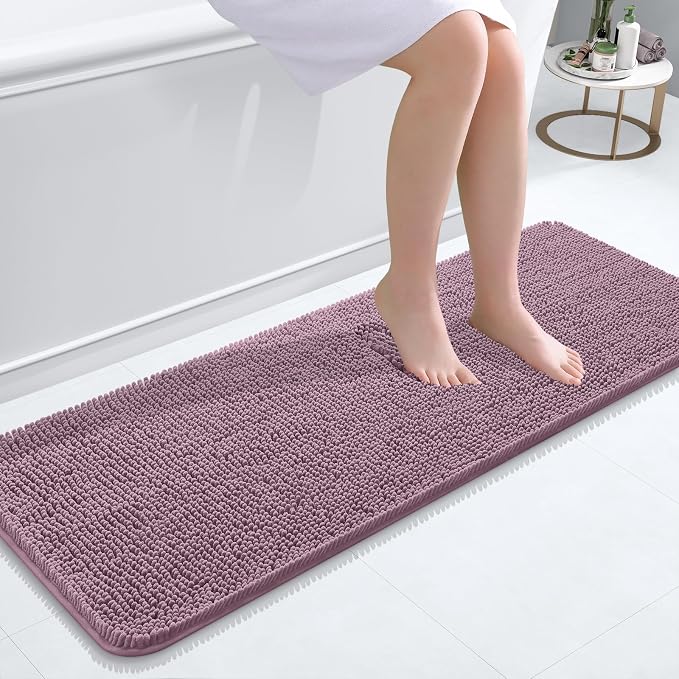 OLANLY Bathroom Rugs 47x17, Extra Soft Absorbent Chenille Bath Rugs, Rubber by OLANLY