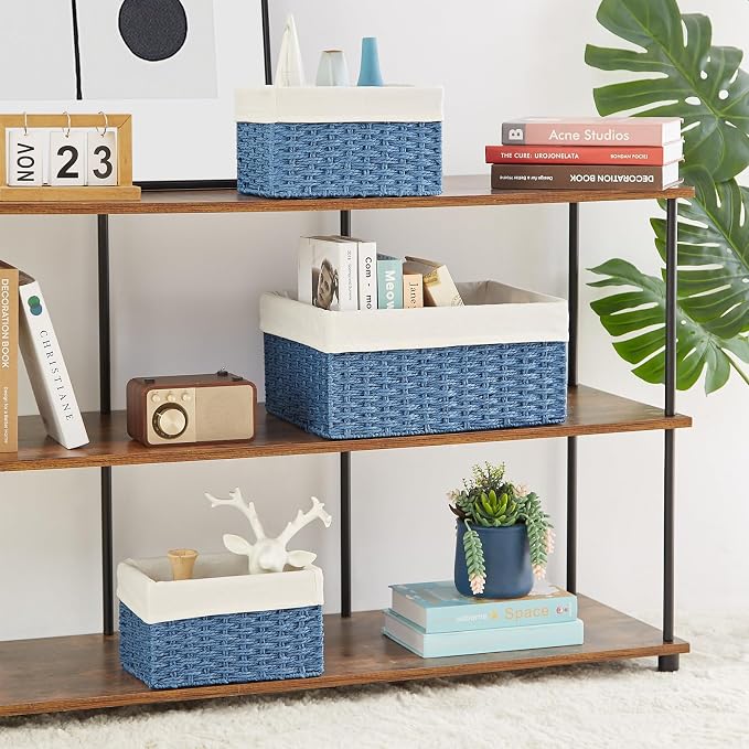 Vagusicc Wicker Basket, Rectangle Wicker Storage Basket Bins - Image 4