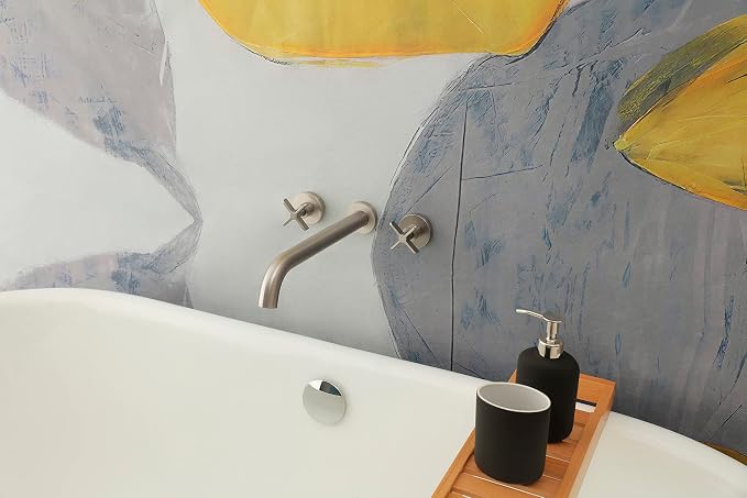 Wall Mount Tub Filler, Two Cross Handle Bathtub Faucet, Extra Long Spout Reach - Image 4