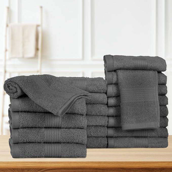 Ample Decor Wash Cloths for Bathroom, 600 GSM 100% Cotton Soft Absorbent - Image 2