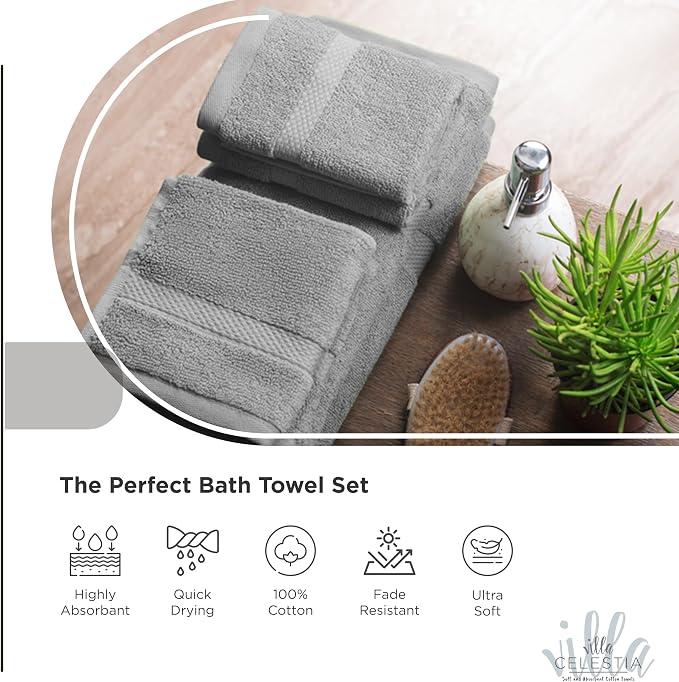 100% Cotton Bath Towel Set of 12-4 Bath Towels, 4 Hand Towels, 4 Wash Cloths - Image 3