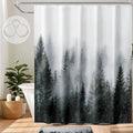 ORTIGIA Dark Green Misty Forest Shower Curtain by ORTIGIA