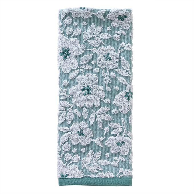 SKL Home Floral Jacquard Hand Towel Set, Moss Green - Image 3