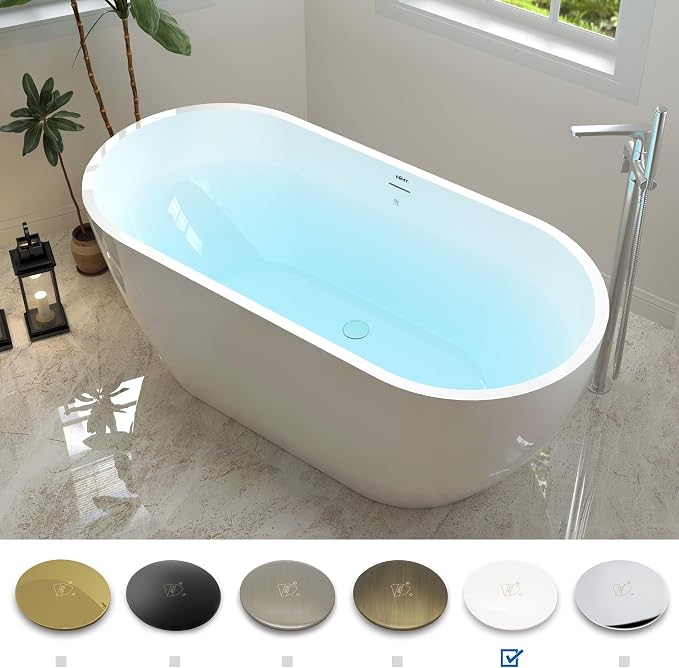 FerdY 59" Bali Acrylic Freestanding Bathtub, Gracefully Shaped Freestanding - Image 4