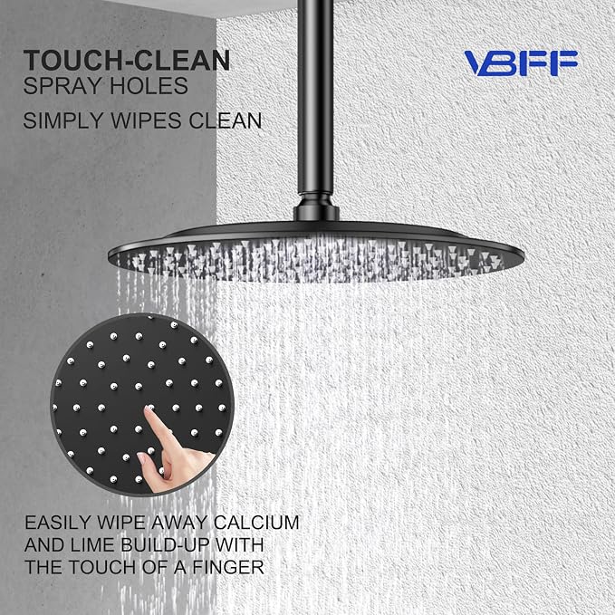 VBFF-Shower Head, rain shower head, 10 inch- Round Shower Head, 1.8 GPM Flow - Image 7