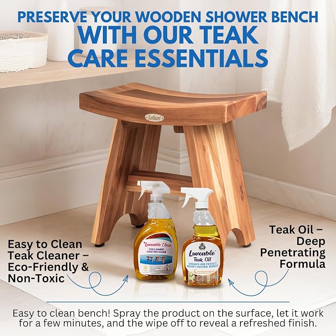 EcoDecors Teak Shower Bench 18", 300 lb Capacity – Waterproof Wood Bath Seat - Image 7