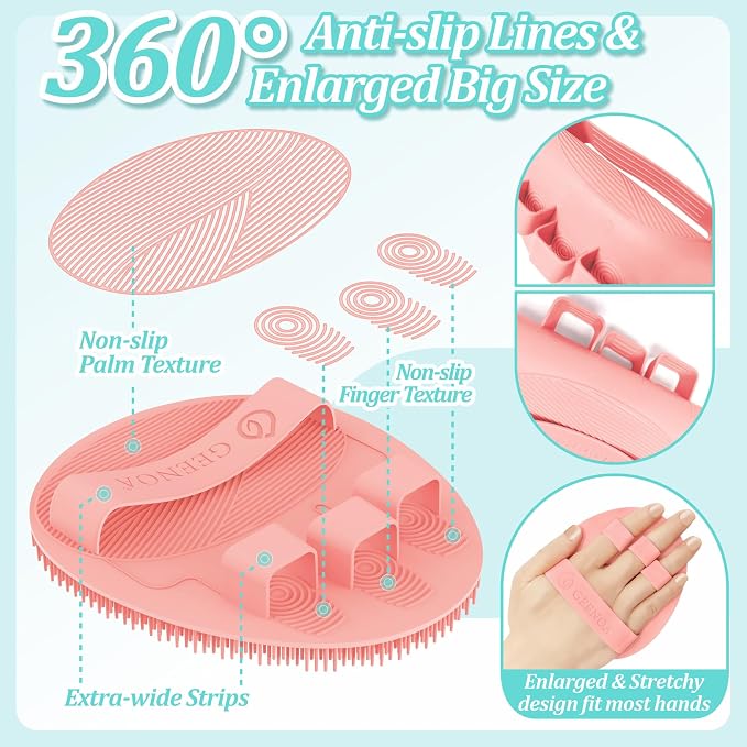 Soft Silicone Bath Glove & Face Scrubber Set 2PCS, 360° Anti-Slip & Hand-fit - Image 6