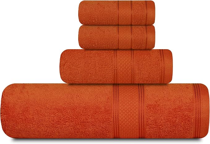 Casa Lino 4 Piece Bath Towel Set | 1 Bath Towel, 2 Wash Cloth, 1 Hand Towels | by CASALINO