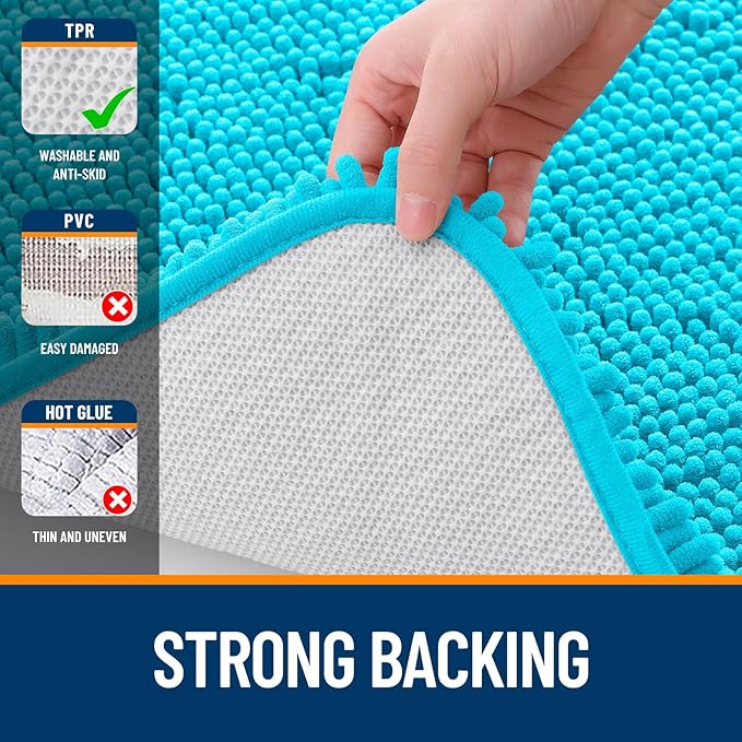 OLANLY Bathroom Rugs 24x16, Extra Soft Absorbent Chenille Bath Rugs, Rubber - Image 6