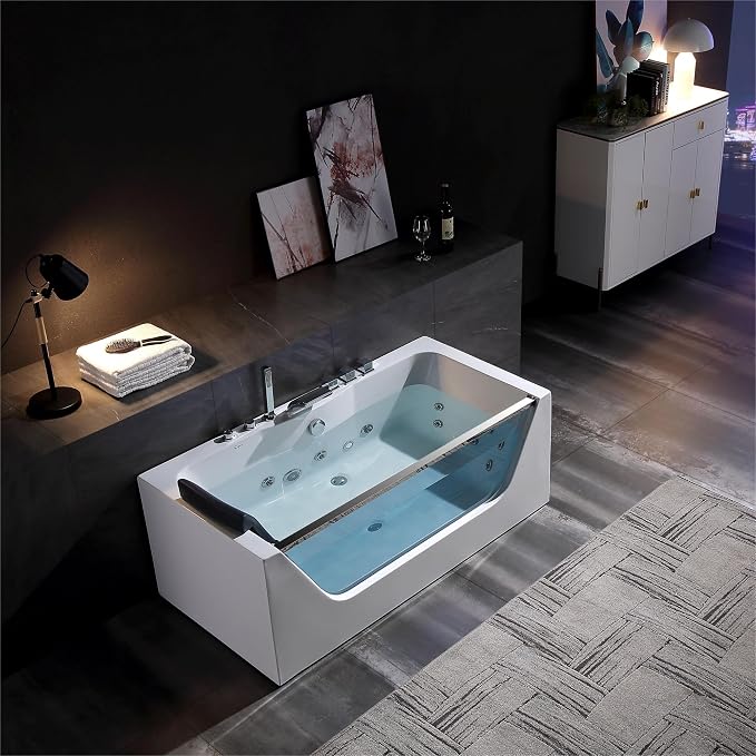 Empava 59 in. Acrylic Alcove Whirlpool Bathtub - Image 9