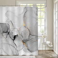 Gibelle Long Fabric Shower Curtain 72 x 78, Tall Abstract Grey Marble Shower by Gibelle