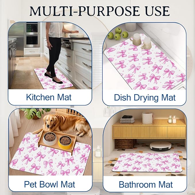 Pink Bow Bathroom Rugs Mat Non Slip Absorbent Quick Dry Rug Bath Mats - Image 7