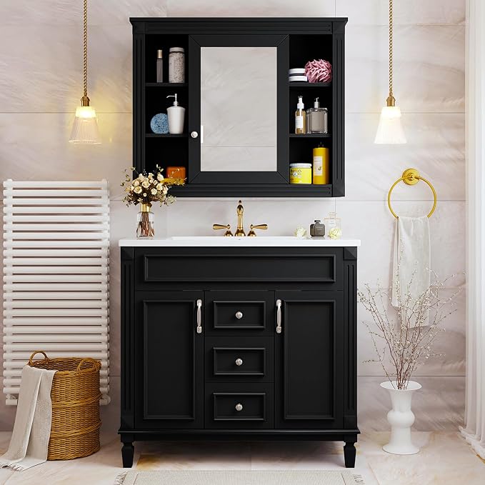 Merax 36" Bathroom Vanity with Sink, 36 inch Bathroom Vanity Storage Cabinet by Merax
