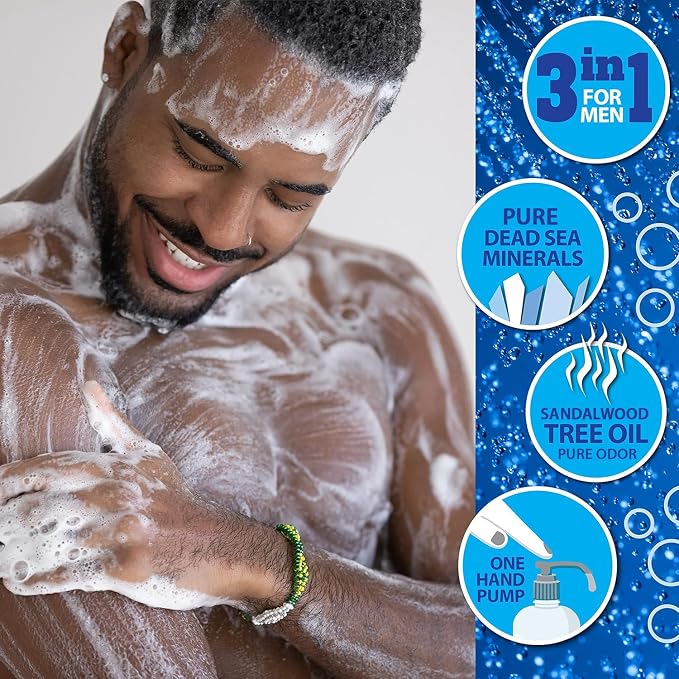 Dead Sea Collection Mens Body Wash 3 in 1 – Sandalwood Body Wash - Image 5
