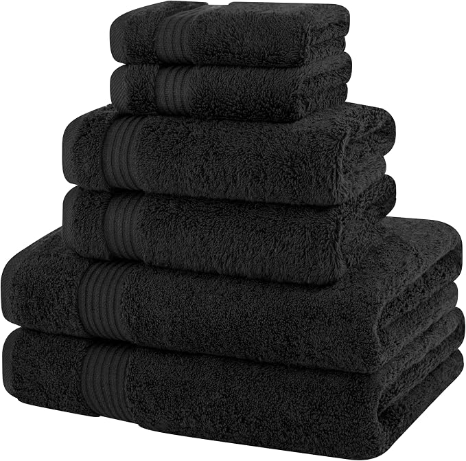 Cotton Paradise Black 6 Piece Towel Set, 100% Cotton Turkish Towels - Image 6