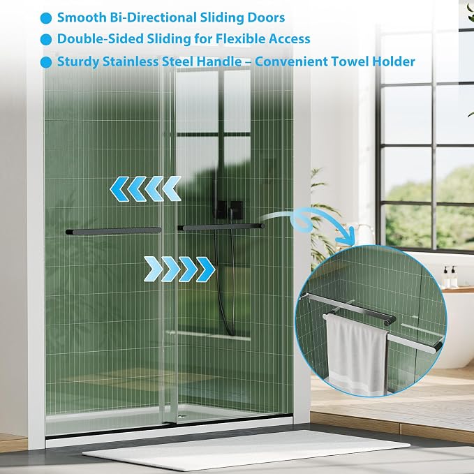Stainless Steel Sliding Shower Door, 56-60" Adjustable Width x 74" Height - Image 3