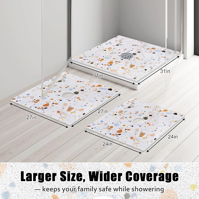 Square Shower Mat Non Slip: 27x27 Inch Shower Floor Mat - Image 8