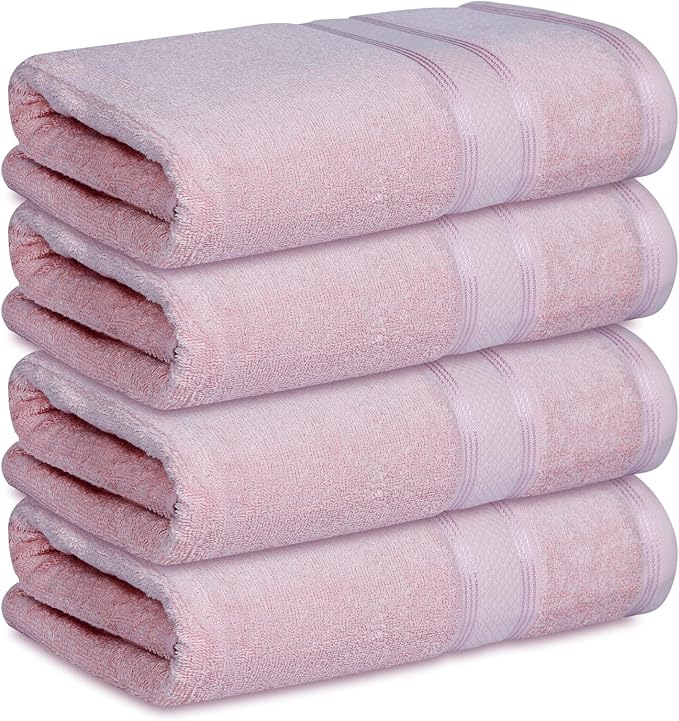 Casa Lino Blush Pink Bath Towels Set of 4 - Image 2