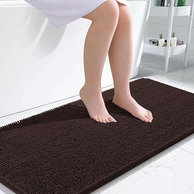 OLANLY Bathroom Rugs 47x24, Extra Soft Absorbent Chenille Bath Rugs, Rubber by OLANLY