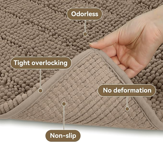 Bcoimo 30"×20" Chenille Bath Mat – Non-Slip - Image 5