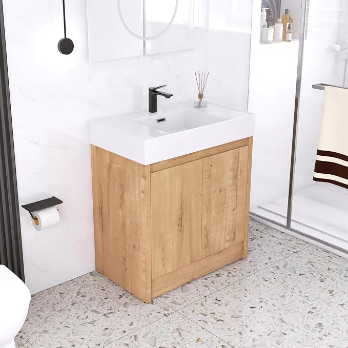 Bathroom Vanity with Sink, 30 in Freestanding Bathroom Single Sink Cabinet by Unknown