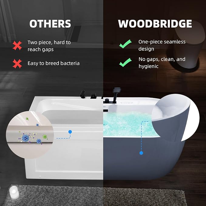 WOODBRIDGE 72" x 35-3/8" Whirlpool and Air Bath Heated Soaking Combination Tub - Image 15
