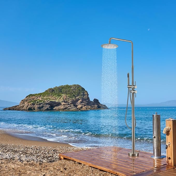RBROHANT Freestanding Outdoor Shower Nickel, Height Adjustable Outside Showers - Image 8