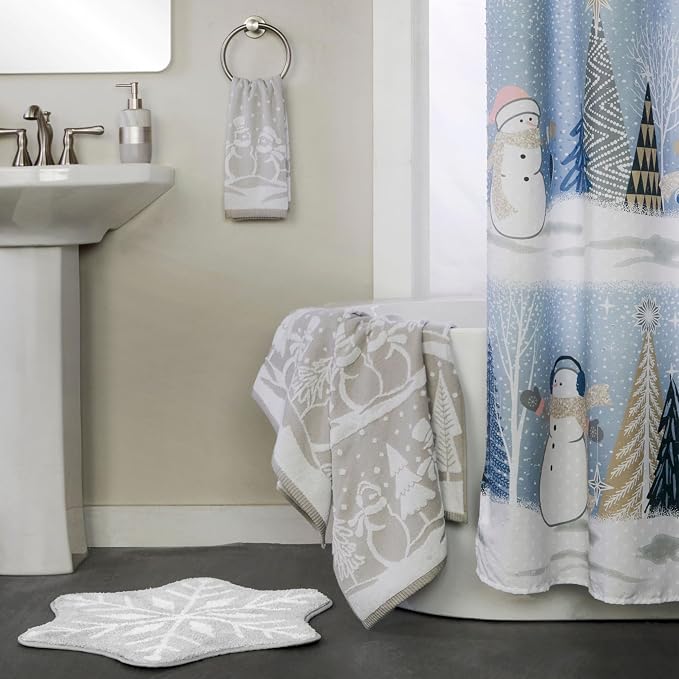 SKL Home Christmas/Winter Scenic Snowmen 100% Cotton Premium 2-Piece Hand Towel - Image 3