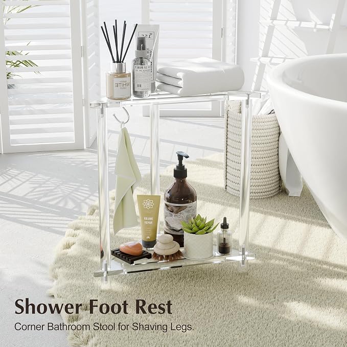 FEXIA Shower Foot Rest for Shaving Legs, 14in Waterproof Corner Shower Stool - Image 3