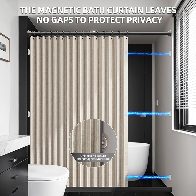 Bathroom Magnetic Folding Shower Curtain, Accordion-Style Shower Curtain - Image 2