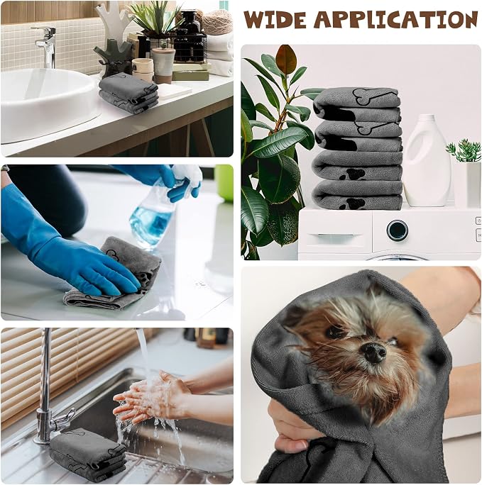 Chumia 4 Pcs Dog Towels for Drying Dog Puppy Bulk Microfiber Absorbent Paw - Image 7
