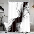Cinbloo Small Stall RV Black and White Shower Curtain 48Wx72H Abstract Marble by Cinbloo