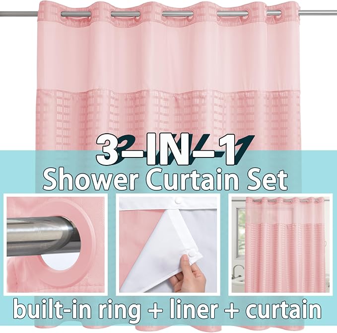 Conbo Mio Extra Wide No Hook Shower Curtain - Image 3
