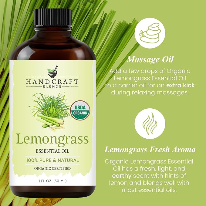 Handcraft Blends Organic Lemongrass Essential Oil – 1 Fl Oz – 100% Pure and - Image 4