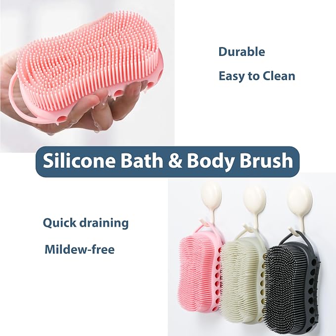 MtBoi 2PC Double-Sided Exfoliating Silicone Body Scrubber, 2-in-1 Bath Scrubber - Image 5