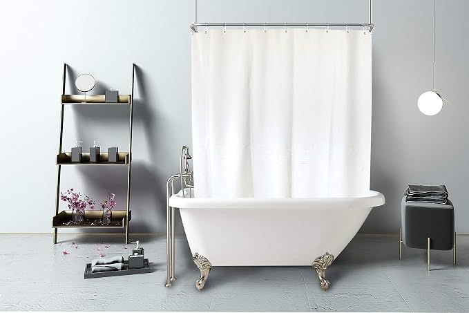 YISURE White Shower Curtain for Clawfoot Tub, 180x70 Wrap Around Liner - Image 7