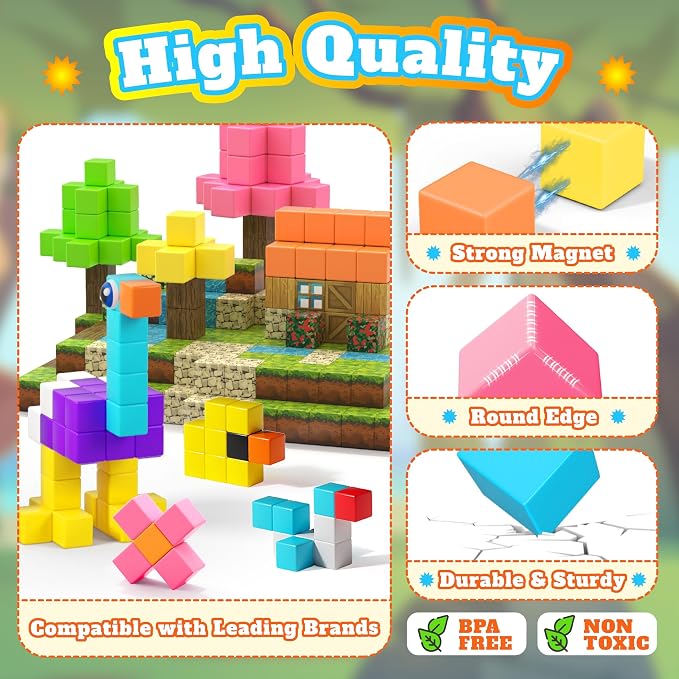 65 PCS Magnetic Blocks Set, STEM Educational Preschool Sensory Toys - Image 4
