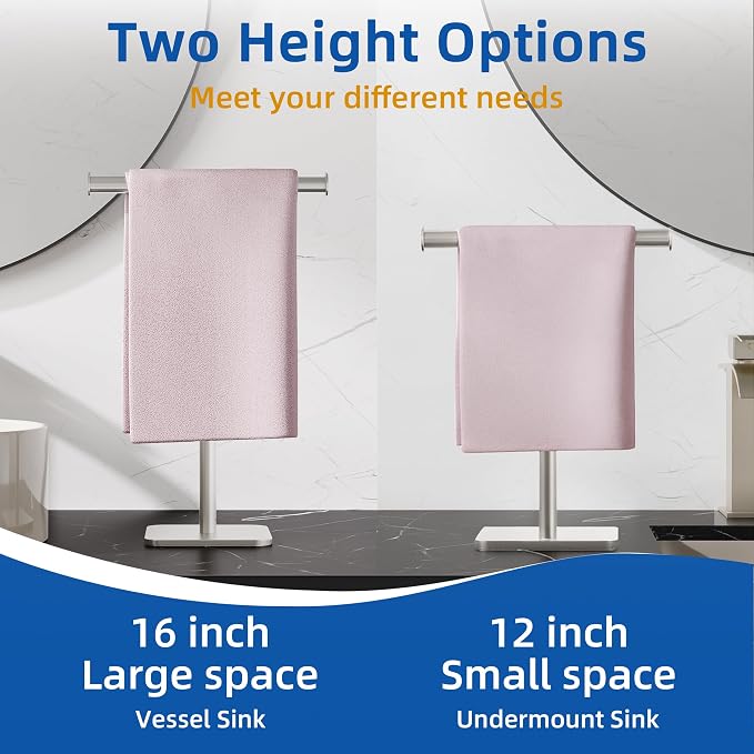 RUACQ T-Shape Hand Towel Holder Stand, Weighted Base Towel Rack, Countertop - Image 7