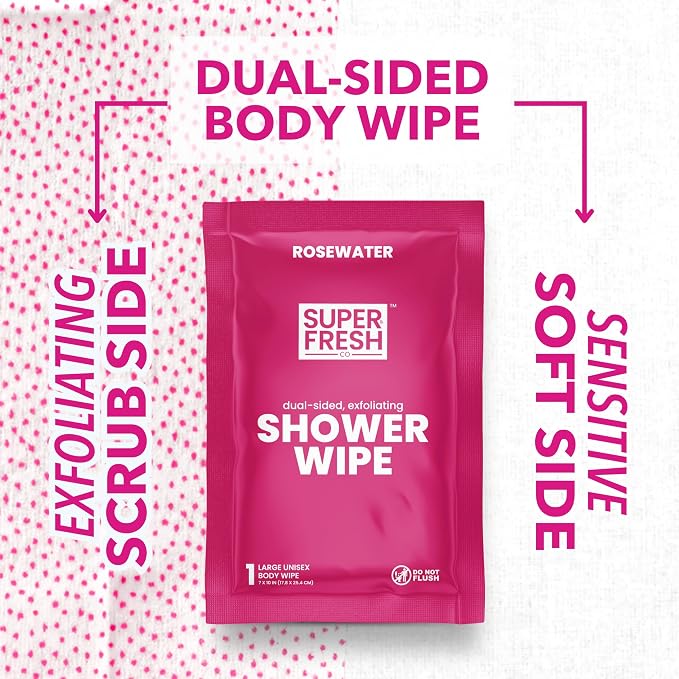 Super Fresh Shower Wipes Large RoseWater Body Wipes - Image 3