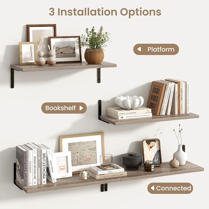 Fun Memories Deep Floating Shelves, 24W x 8D Floating Shelves Set of 2 - Image 5