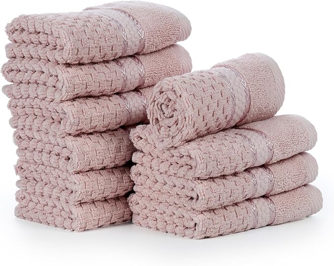 Ample Decor 100% Cotton Soft Pink Washcloths Set of 10- Super Soft, Highly - Image 9